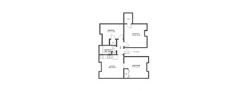 a floor plan of a bedroom floor plan with an open concept kitchen and living room