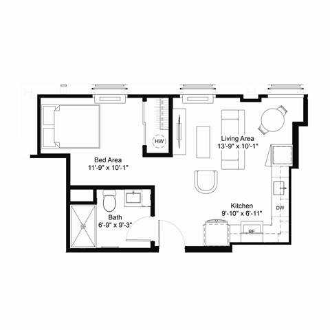 S1 Floor Plan at The Jones Tower at the Collective, Pennsylvania, 15203