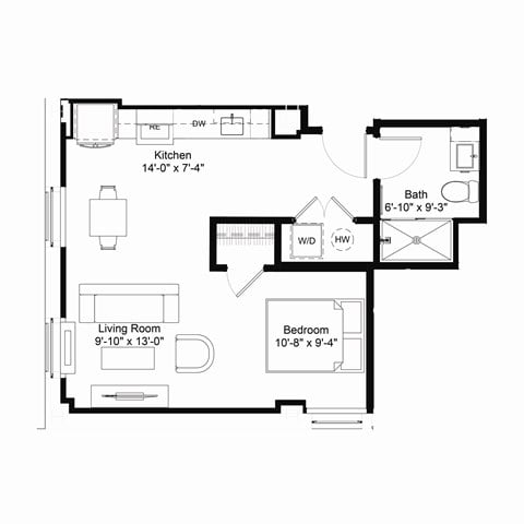 S4 Floor Plan at The Jones Tower at the Collective, Pittsburgh, 15203