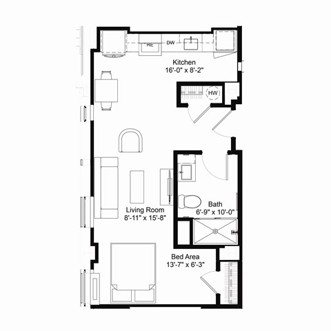 S5 Floor Plan at The Jones Tower at the Collective, Pittsburgh Pennsylvania