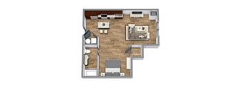 a floor plan of a house with a bedroom and a living room