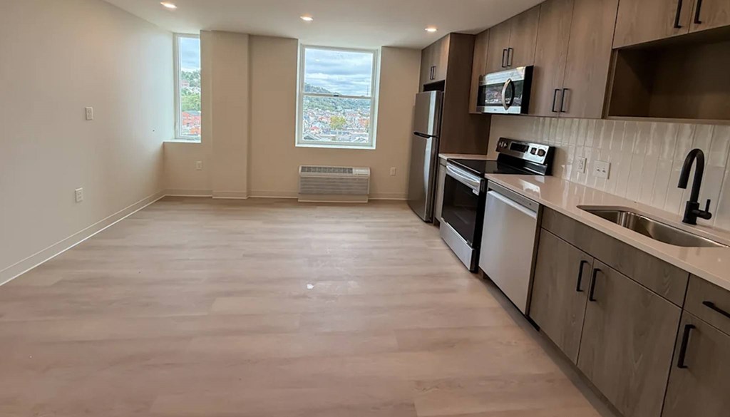 Open Concept Kitchen at The Jones Tower at the Collective, Pittsburgh