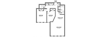 One Bath Two Bedrooms, 1020 Sq. Ft Floor Plans, Walnut Towers at Frick Park, pet-friendly apartments in Pittsburgh, PA