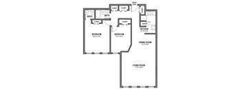 Furnished 2 Bedroom, 1050 Sq. Ft Floor Plan  Walnut Towers at Frick Park, pet-friendly apartments in Pittsburgh, PA