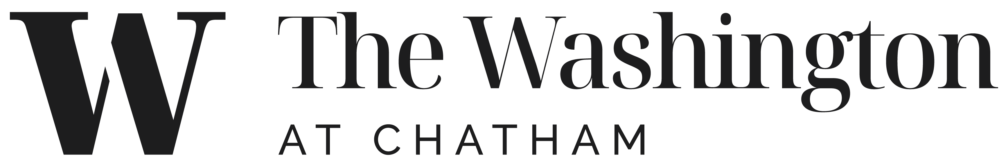 The Washington at Chatham logo with a green background.