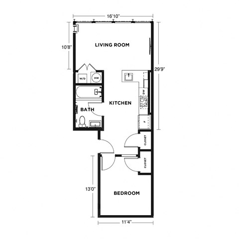 bedroom floor plan | luxury apartments at The Washington at Chatham, Pittsburgh, PA