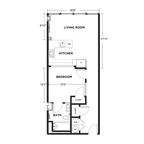 a floor plan of a bedroom apartment at The Washington at Chatham, Pittsburgh, PA 15219