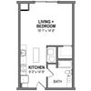 Floor Plan FloorPlans-Foundry-Steel 532-to546 Sq.Ft. The Foundry at 41st Apartments, Lawrenceville, Pittsburgh, PA