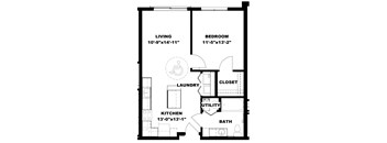 Hot Metal Flats A1-A floorplan, Hot Metal Flats apartments, Pittsburgh, PA