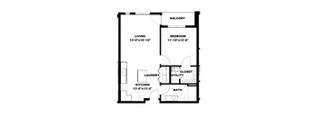 Hot Metal Flats A3 floorplan, Hot Metal Flats apartments, Pittsburgh, PA