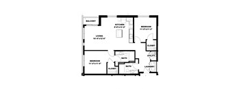 Hot Metal Flats B2 floorplan, Hot Metal Flats apartments, Pittsburgh, PA