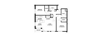 Hot Metal Flats B3-A floorplan, Hot Metal Flats apartments, Pittsburgh, PA