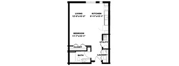 Hot Metal Flats E1 floorplan, Hot Metal Flats apartments, Pittsburgh, PA