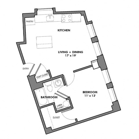 Highland A2 Floor Plan at Walnut on Highland, Pennsylvania 15206