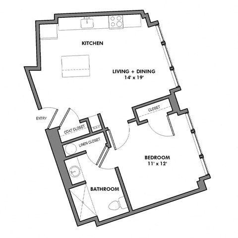 B1 Floor Plan at Walnut on Highland, Pennsylvania 15206