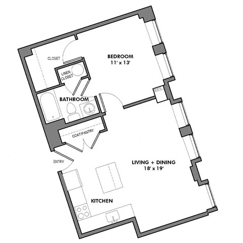 B2 Floor Plan at Walnut on Highland, Pennsylvania 15206