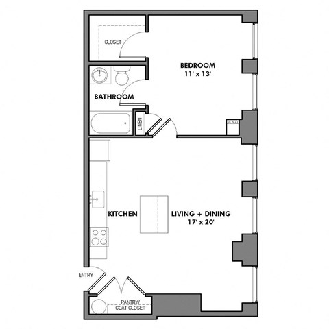 D2 Floor Plan at Walnut on Highland, Pennsylvania 15206