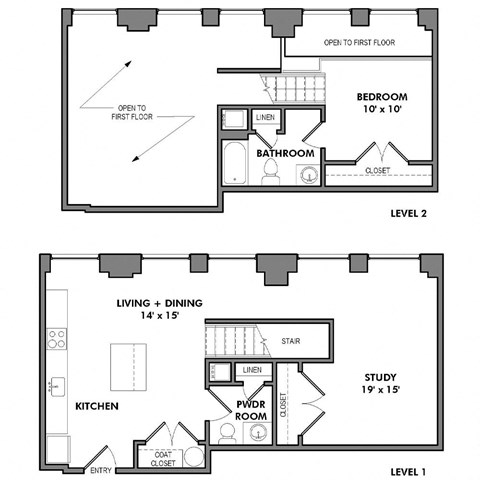 E1 Floor Plan at Walnut on Highland, Pennsylvania 15206