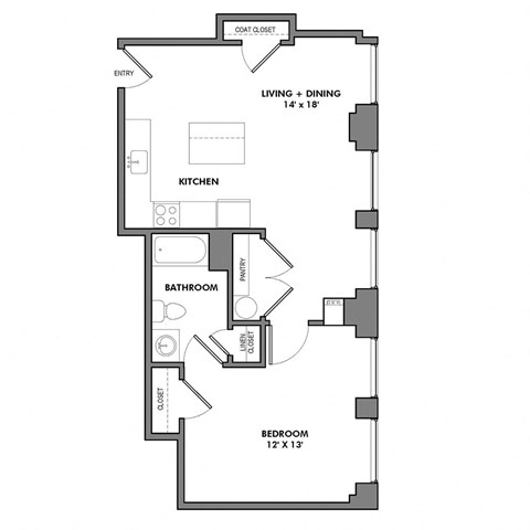 E2 Floor Plan at Walnut on Highland, Pennsylvania 15206