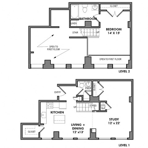 F1 Floor Plan at Walnut on Highland, Pennsylvania 15206