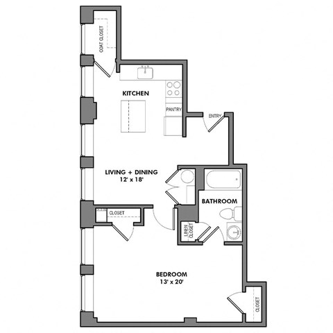 F2 Floor Plan at Walnut on Highland, Pennsylvania 15206