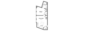 a floor plan of a 1 bedroom floor plan