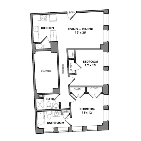 H1 Floor Plan at Walnut on Highland, Pennsylvania 15206