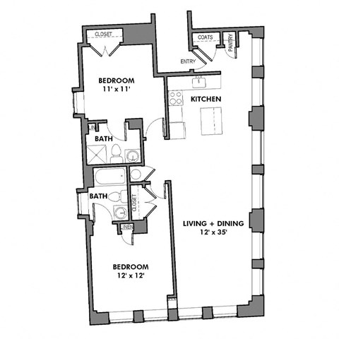 H2 Floor Plan at Walnut on Highland, Pennsylvania 15206