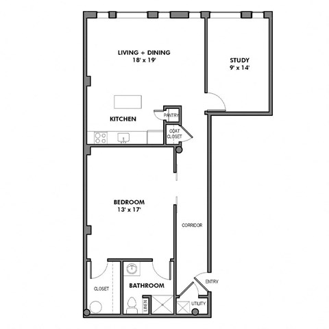 Wallace F Floor Plan at Walnut on Highland, Pennsylvania 15206
