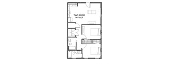 New Page West  Two Bedroom Two Bath 907 SQF