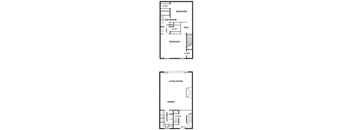 Two Bedrooms/One and 1/2 Bath Town Home -1240 Sq  Ft.