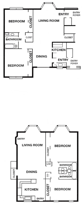 Two Bedrooms/Two Bath - Flat - 1385 Sq Ft.