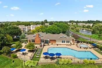 A large house with a pool in the backyard.