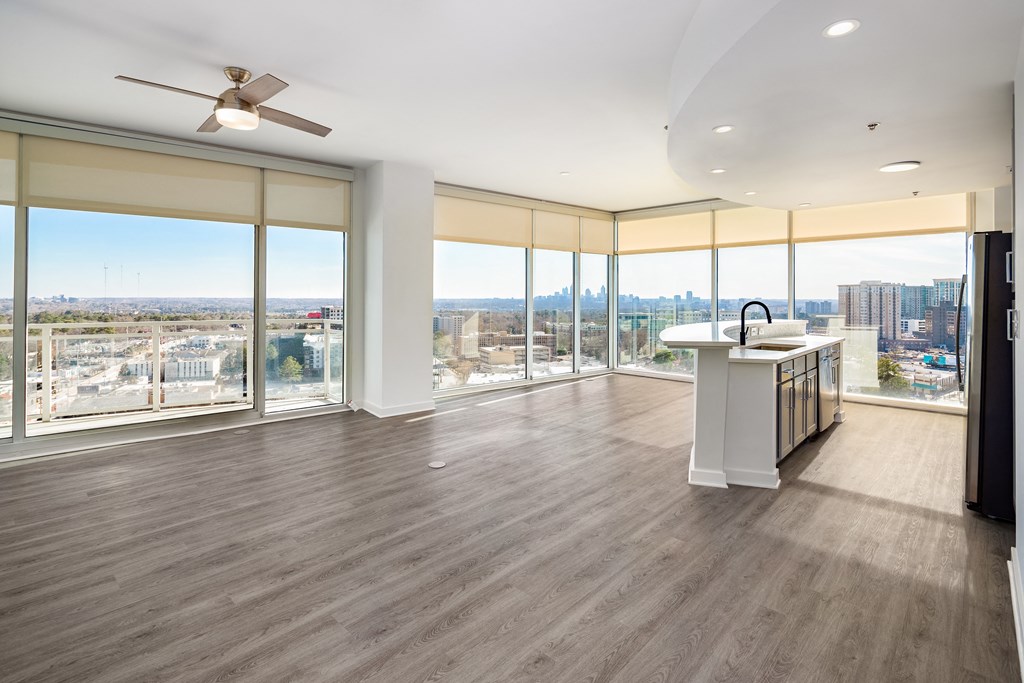 Spacious Living Area With Kitchen at The Tower on Piedmont, Atlanta, GA, 30305