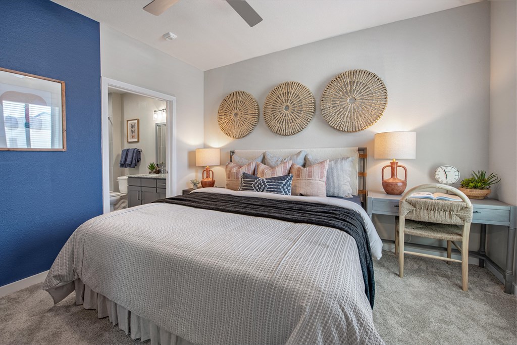 views of a bedroom with a bed and a closet