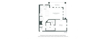 1 Bed 1 Bath Floor Plan - A3 at Alta Deco, Orlando, FL, 32837
