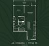 A3 1 BED 1 BATH STIRLING Floor Plan A3 1 BED 1 BATH STIRLING Floor Plan at Alta Croft, Charlotte, NC