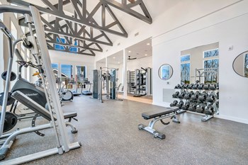 24-Hour Fitness Center With Free Weights 24-Hour Fitness Center With Free Weights at Alta Croft, North Carolina - Photo Gallery 4