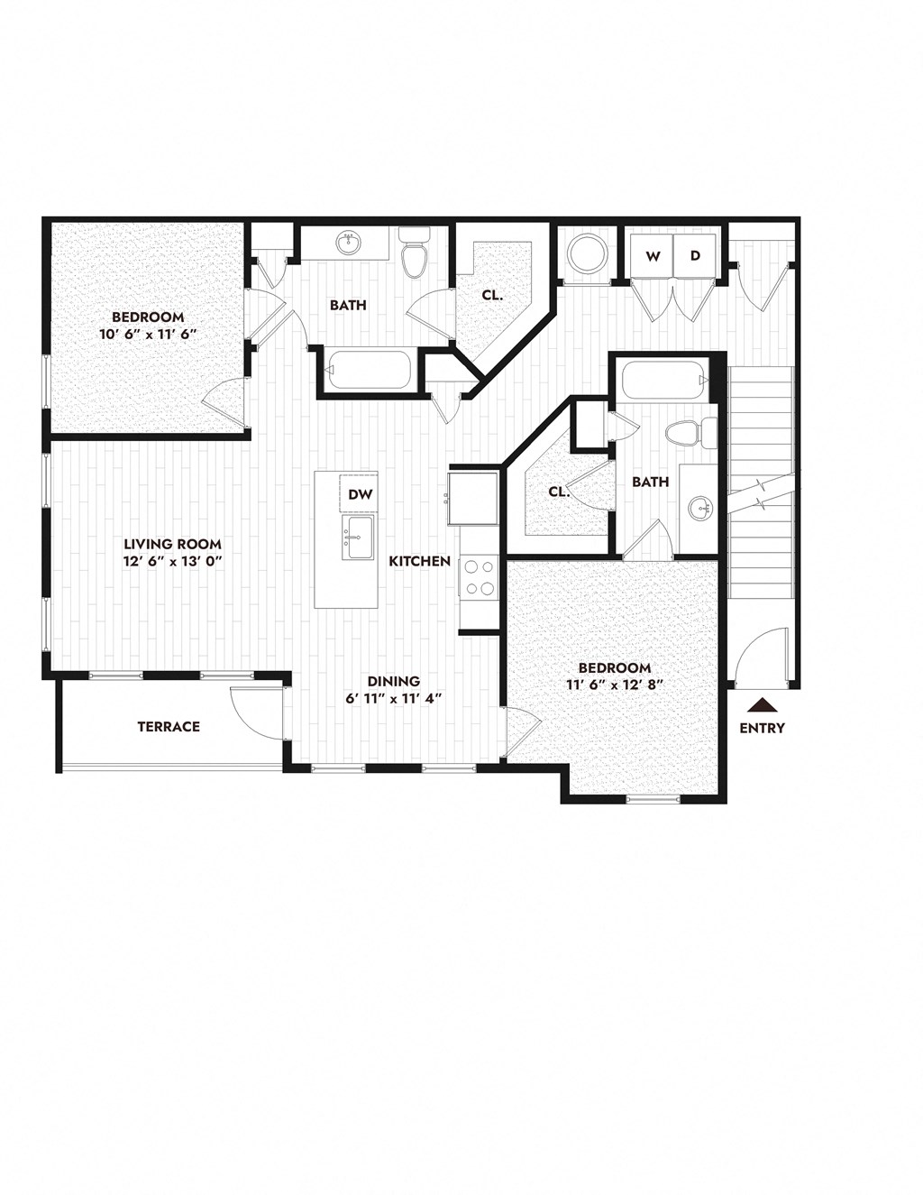 a floor plan of a home with a combination of bedrooms and baths