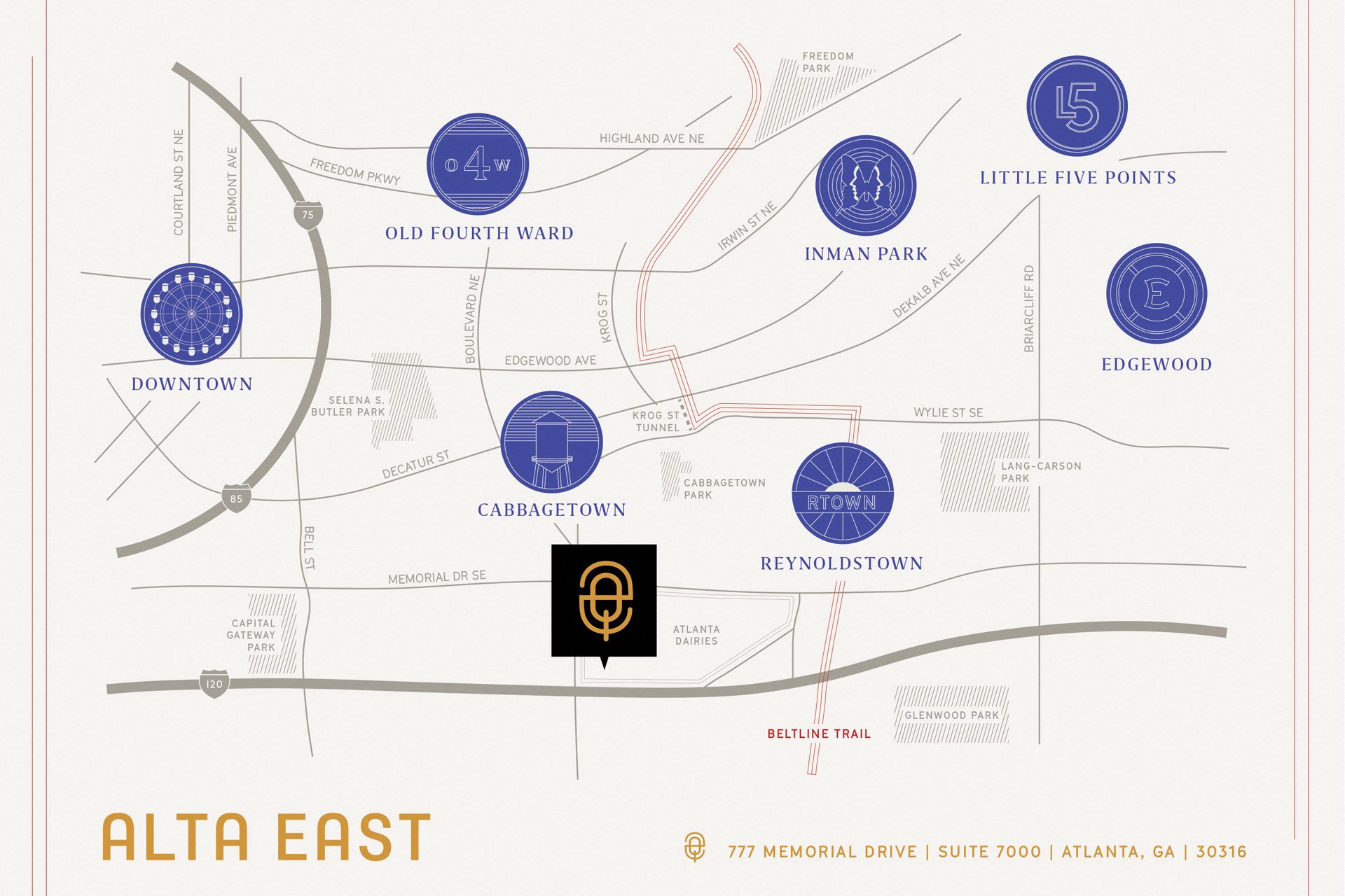 Location map of Alta East in Atlanta, GA