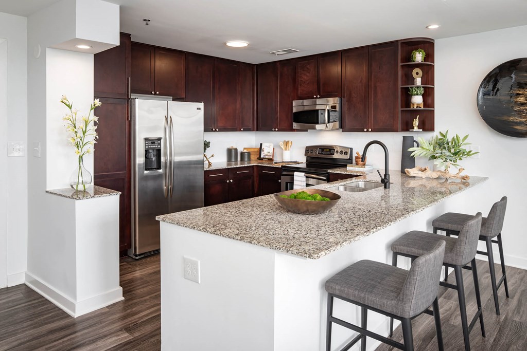 Fitted Kitchen With Island Dining at The Tower on Piedmont, Georgia, 30305