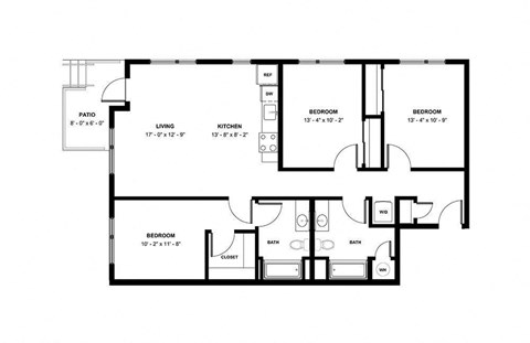 bedroom floor plan an in 2 bed 2 bath