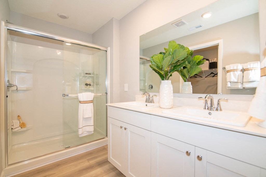 a room with a counter and a plant and a window at Jackson Run Townhomes, Whitestown