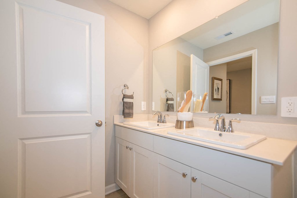 a room full of mirrors with different colored bags on them at Jackson Run Townhomes, Indiana, 46075