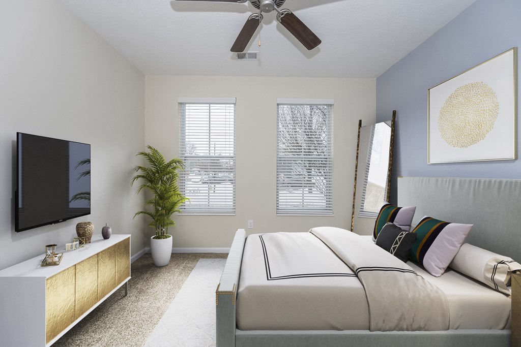 Bedroom at Monmouth Row Apartments, Newport, Kentucky