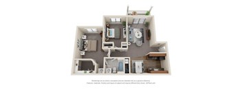a 2 bedroom floor plan with a bathroom and a living room