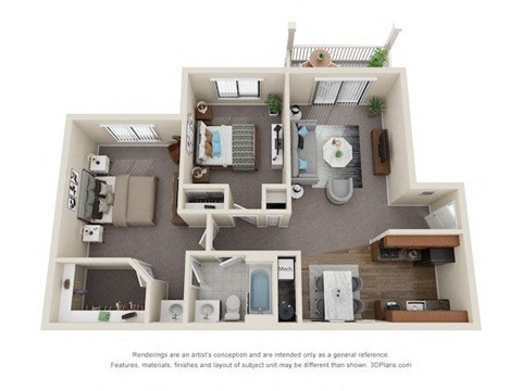 a 2 bedroom floor plan with a bathroom and a living room