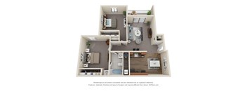 2 bed 1 bath floor plan at Sandhurst Apartments, Ohio, 43701