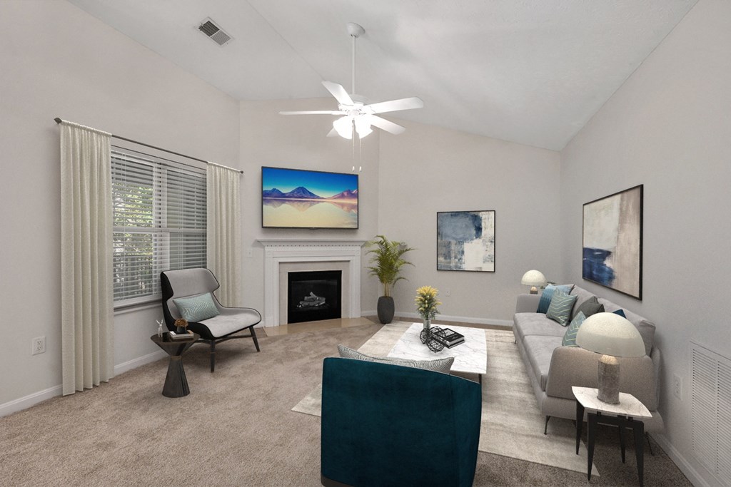 Living room With fireplace at Four Bridges, Liberty Township, 45044-8380