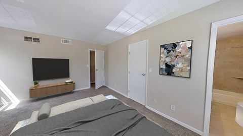 Bedroom with TV at Merrick Place, Lexington, KY, 40502
